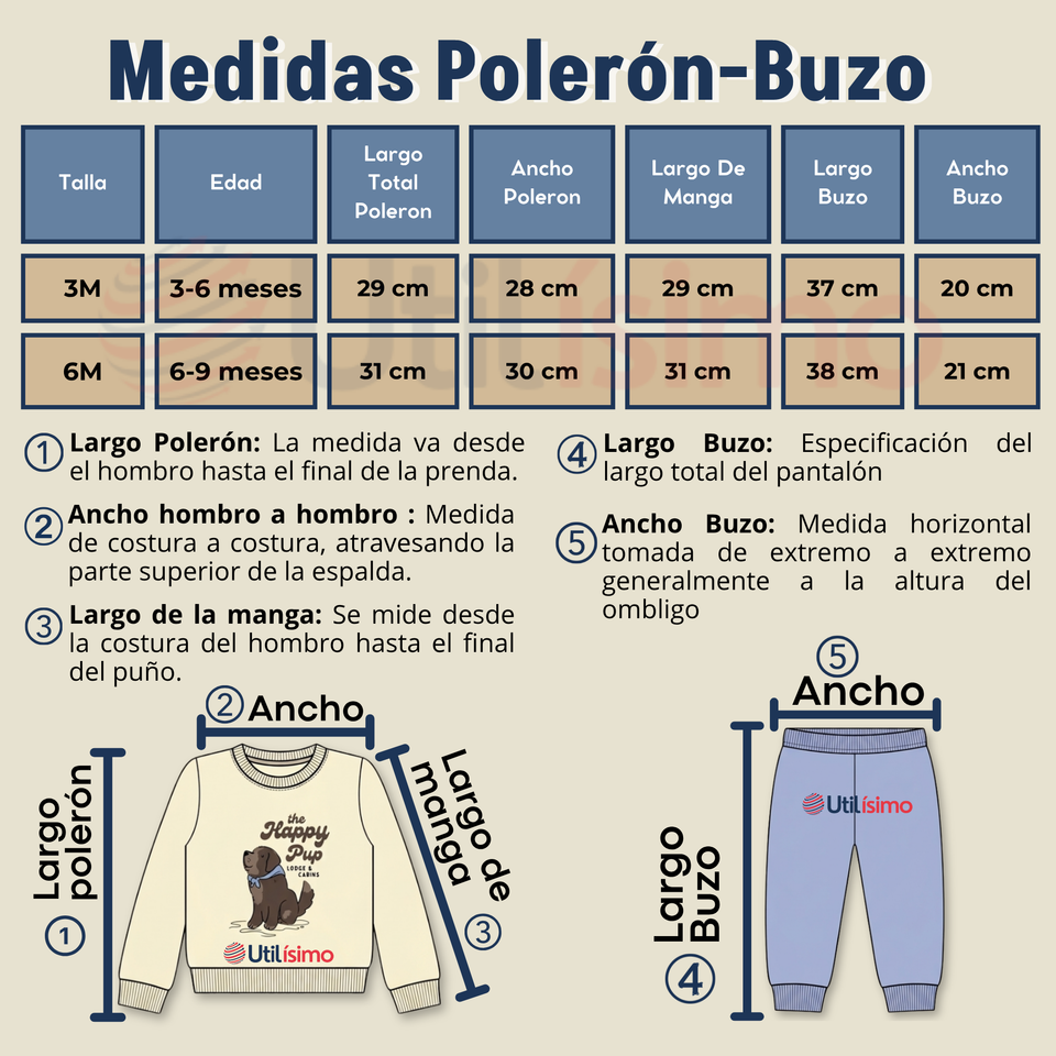 Conjunto 2 Piezas Buzo Pantalón Y Polerón De Algodón Beige Bebé Niño