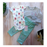 Conjunto Bebe Niña Pack 3 Piezas Poleron Pantalón Body Tedmimak Conejos