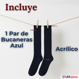 Bucaneras Escolares 1  Par Calcetines Acrílico Azul Premium Niña y Juvenil