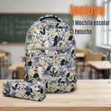 Mochila Escolar Con Estuche 46cm Poliéster Impermeable Niña Juvenil