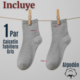 Calcetín Tobillera Corto Algodón Color Gris Niña y Niño