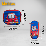Mochila Escolar Con Ruedas + Estuche + Lonchera Poliéster Oso Niño