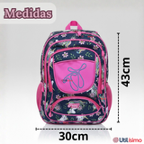 Mochila Escolar Con Estuche 43cm Tela Oxford Impermeable Niña