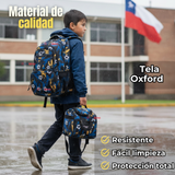 Mochila Escolar Kit Con Estuche y Lonchera 45cm Tela Oxford Futbol Niño