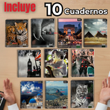 Pack 10 Cuadernos Universitario Animal & Places Ross 7mm 100 hojas Diseños Surtidos