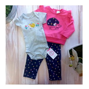 Conjunto Bebe Niña Pack 3 Piezas Poleron Pantalón Body Tedmimak SURTIDO