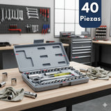 Juego Dados 40 Piezas 1/4 y 3/8 Chicharra para Bicicleta Moto Auto