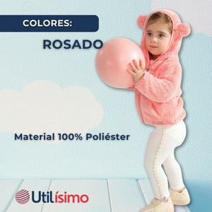 Chaqueta Polar con Capucha Niña Animalitos Rosada