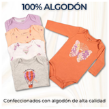 Pack 5 Bodys Bebé Niña Manga Larga Tedmimak 100% Algodón
