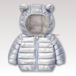 Parka Con Capucha Mangas Larga Niña Metallic Gray