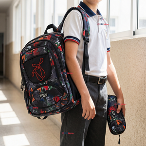 Mochila Escolar Con Estuche 43cm Tela Oxford Impermeable Niño