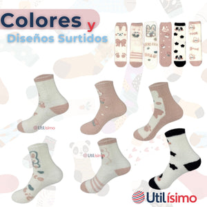 Pack 3 Pares Calcetines Terciopelo de Visón Mujer Diseños Surtidos Algodón