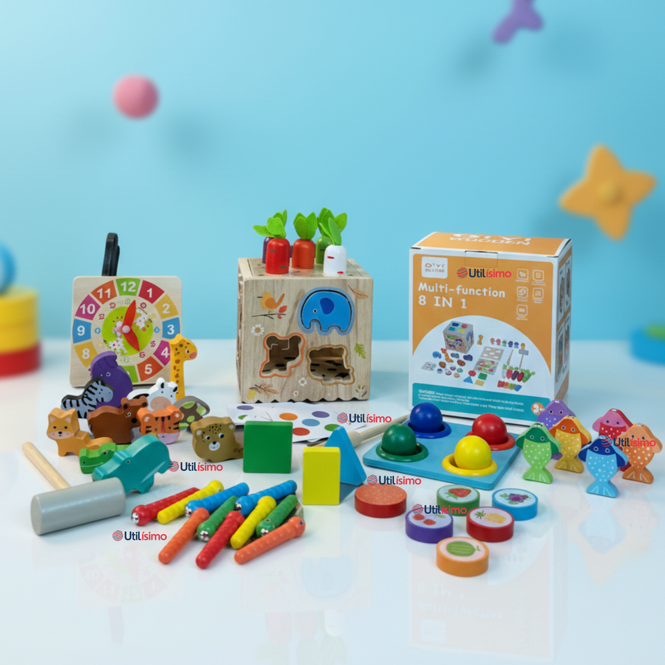 Cubo Didáctico Montessori Niño o Niña Juguete Multifuncional Madera Bebe Infantil