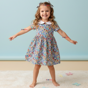 Vestido Manga Corta Floreal Multicolor Verano Niña 2 a 7 años