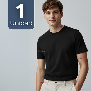 Polera Camiseta 100% Algodón Premium Manga Corta Básico Negro Hombre
