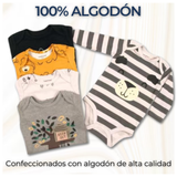 Pack 5 Bodys Bebé Niño Manga Larga Tedmimak 100% Algodón