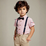 Conjunto de Vestir con Tirantes Camisa Pantalón Corto Algodón Niño