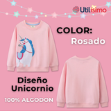 Polerón Cuello Redondo Niña Rosado Unicornio