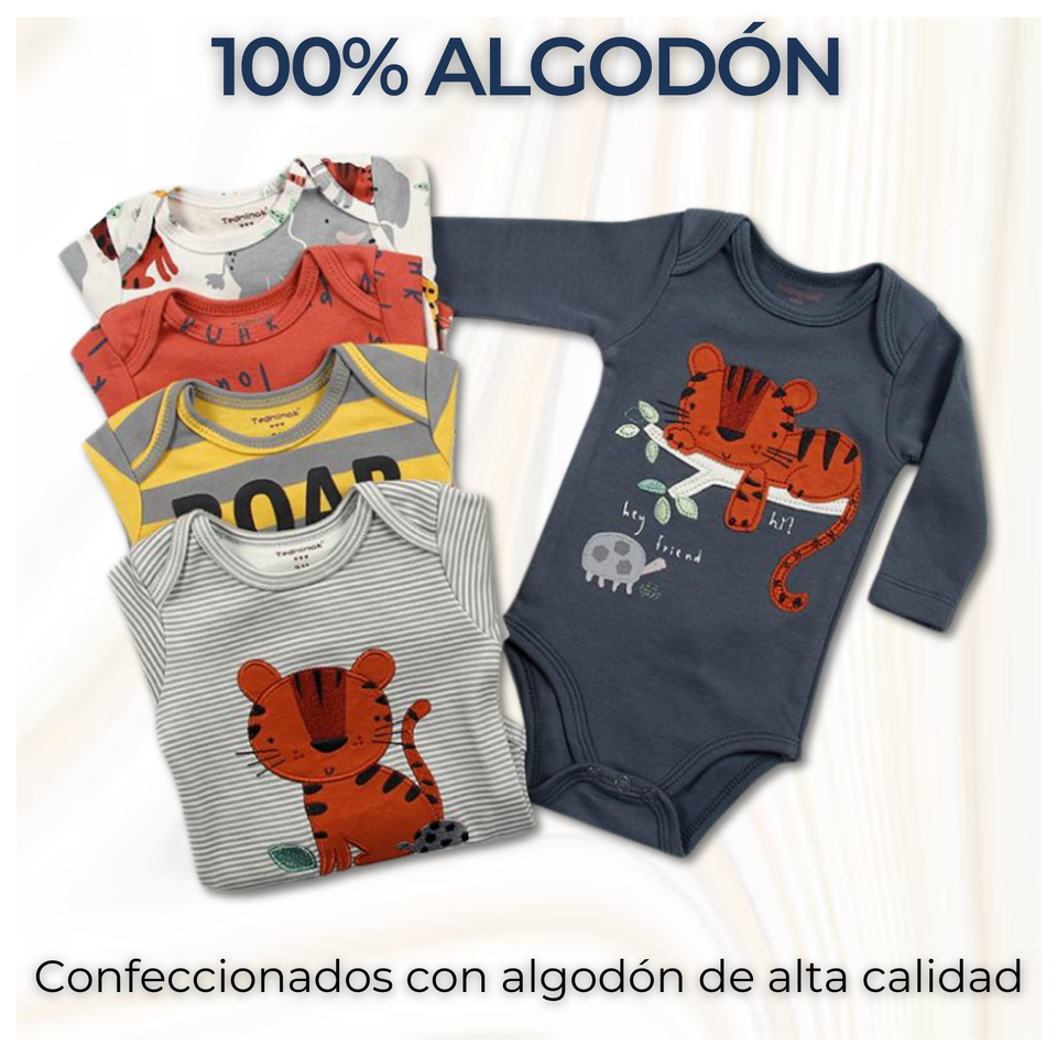 Pack 5 Bodys Bebé Niño Manga Larga Tedmimak 100% Algodón