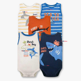 Pack 5 Bodys Niño Sin Manga Tedmimak 100% Algodón Baby shark