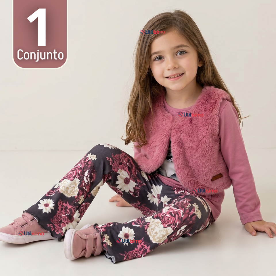 Conjunto Buzo Polera Chaleco 3 Piezas Niña Tedmimak Pretty Friend