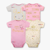 Pack 4 Bodys Niña Manga Corta Tedmimak 100% Algodón Sparkle Like a Princess