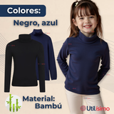 Pack 3 Primera Capa Escolar Bambú Invierno Camiseta Niña Cuello Beatle Polera