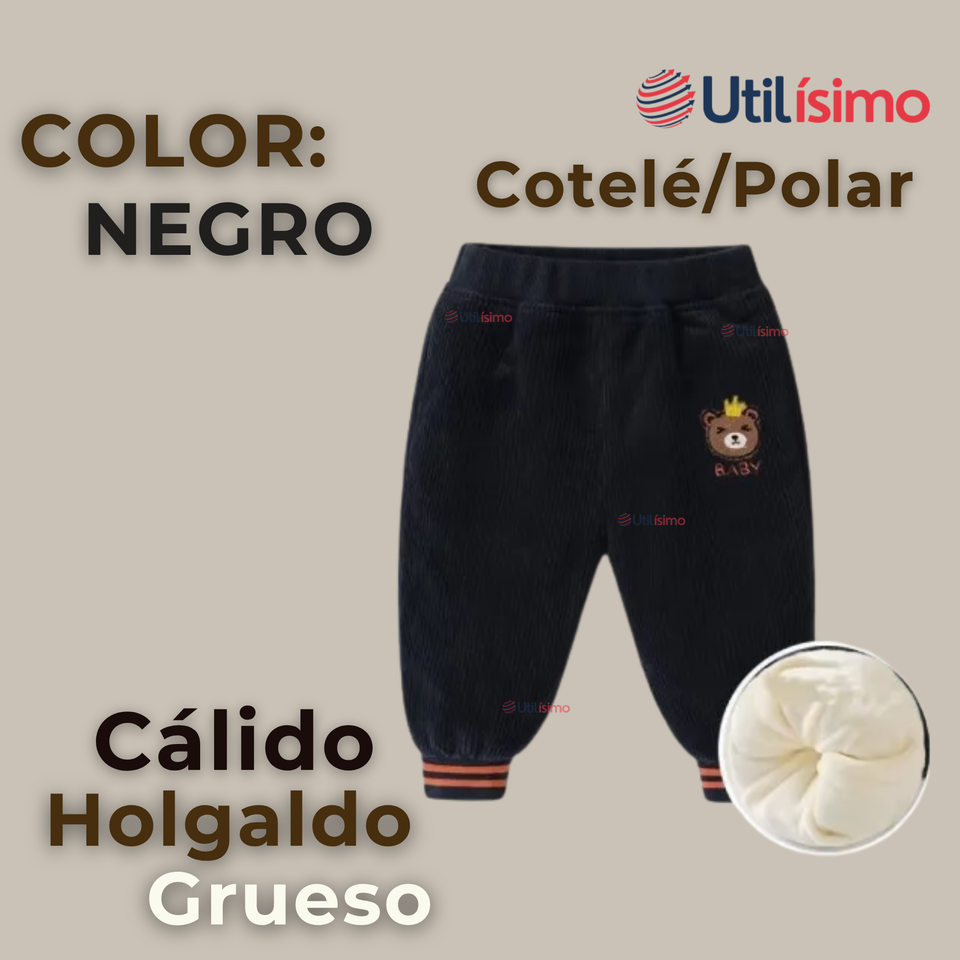 Buzo cotelé forrado en Polar Niño Negro