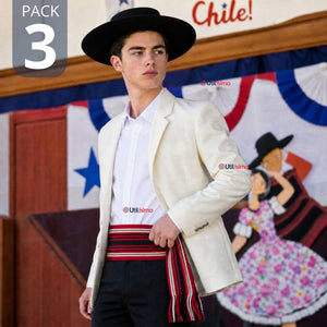 Pack 3 Fajas Huaso Juvenil Fiestas Patrias Bailes Típico Rojo Multicolor