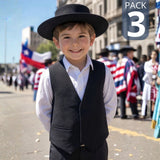 Pack 3 Chalecos Bolero Negro Tradicional Niño Fiestas Patrias