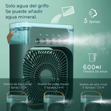 Climatizador Portátil Frío 4 en 1 Ventilador Humificador Enfriador Lampara LED 220v USB Verde