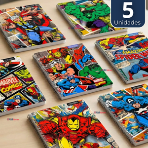 Pack 5 Cuadernos Universitarios Marvel Comics 100 Hojas Proarte Diseño Surtido