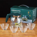 Set Tetera De Vidrio Infusión Té Con Filtro Acero Incluye 4 Tazas