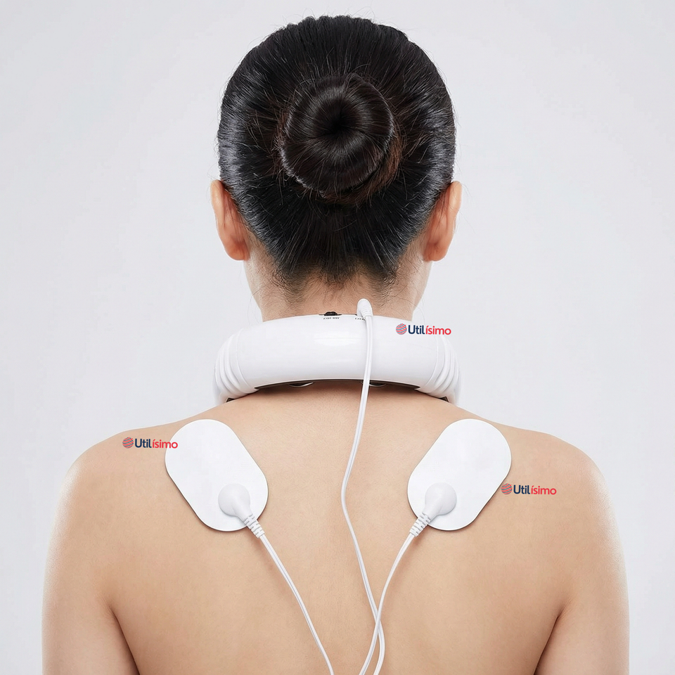Masajeador Electro Estimulador Cervical Cuello Recargable 2 Electrodos