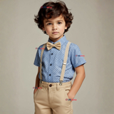 Conjunto de Vestir con Tirantes Camisa Pantalón Corto Algodón Niño