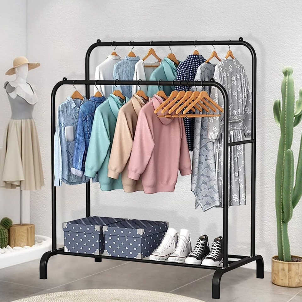Perchero Organizador de Ropa Tendedero Acero Inoxidable Doble