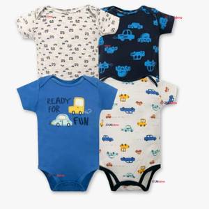 Pack 4 Bodys Niño Manga Corta Tedmimak 100% Algodón Ready Fun