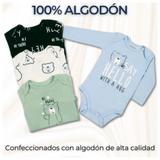 Pack 4 Bodys Bebé Niño Manga Larga Tedmimak 100% Algodón