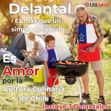 Pack 3 Delantal Cocina Fiestas Patrias Bandera Chilena 60X90 CM Viva Chile