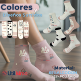 Pack 6 Pares Calcetines Terciopelo de Visón Mujer Diseños Surtidos Algodón