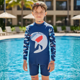 Traje de Baño Enterito Con Cremallera Manga Larga Niño 2 a 6 años Blue Shark
