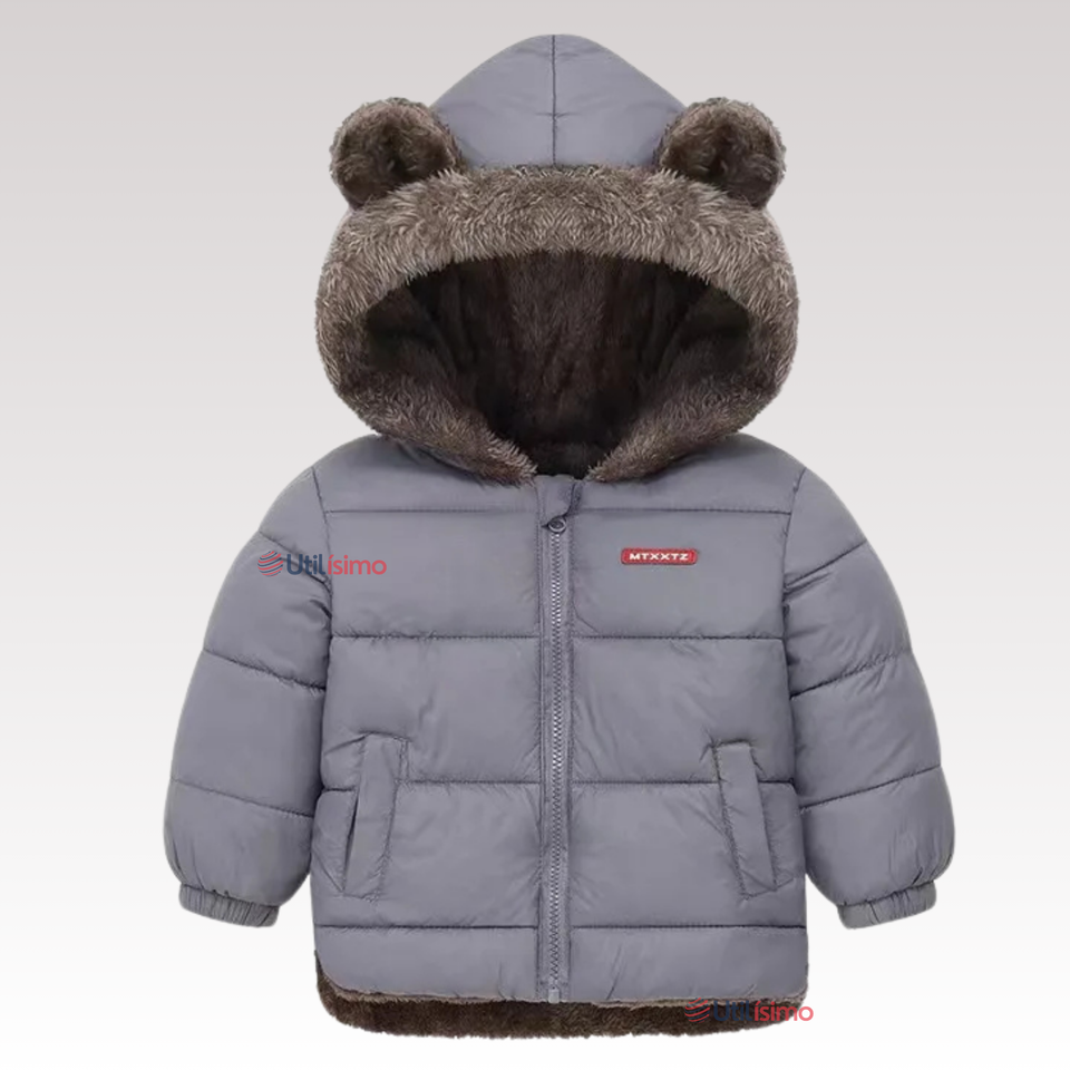 Parka Con Capucha Mangas Larga Niño Grey
