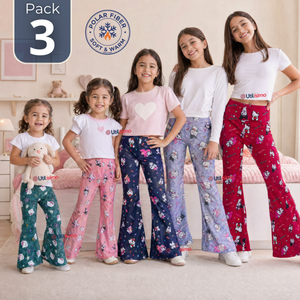 Pack 3 Buzos Pantalones Palazzos Polar Con Chiporro Niña Térmico Surtido Hello Kitty Kuromi My Melody San Río