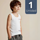 Camiseta Sin Manga Básica Suave 100% Algodón Blanco Niño