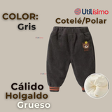 Buzo cotelé forrado en Polar Niño Pantalón Gris