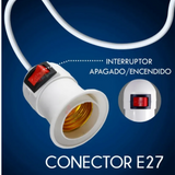 Soquete E27 con Enchufe Interruptor Cable 8 metros