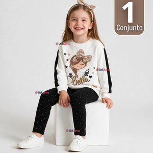 Conjunto 2 Piezas Polerón y Pantalón Buzo 100% Algodón Tedmimak Niña  beautiful charming