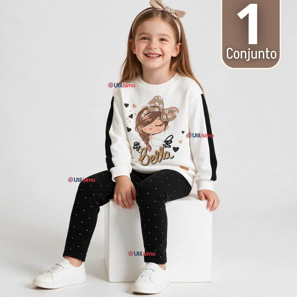 Conjunto 2 Piezas Polerón y Pantalón Buzo 100% Algodón Tedmimak Niña  beautiful charming