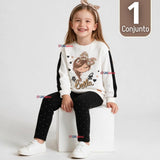 Conjunto 2 Piezas Polerón y Pantalón Buzo 100% Algodón Tedmimak Niña  beautiful charming