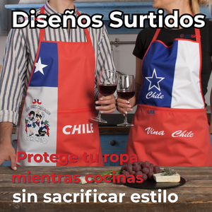 Delantal Cocina Chile Fiestas Patrias Bandera Chilena 60X90 CM Surtidos